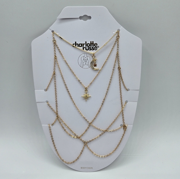 Charlotte Russe Jewelry - Charlotte Russe Star and Moon Gold Body Chain Necklace